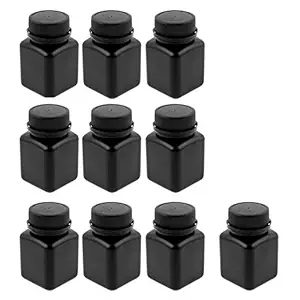 ELECTROPRIME 10pcs 60ml Plastic Round Wide Mouth Chemical Sample Sealed Reagent Bottle Black