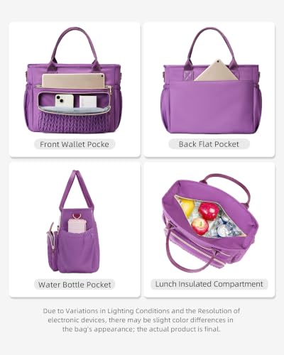 Lunch Bag Women Large Insulated purple Tote Lunch Bag for Work 5 Pockets — view 3