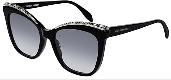 Alexander McQueen Womens AM0182S AM/0182/S 002 Black Cat Eye Sunglasses 55mm