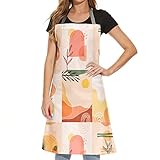Cute Abstract Boho Apron Kitchen Women Cotton Linen Cooking Apron with Adjustable Neck Gift Boho Hom