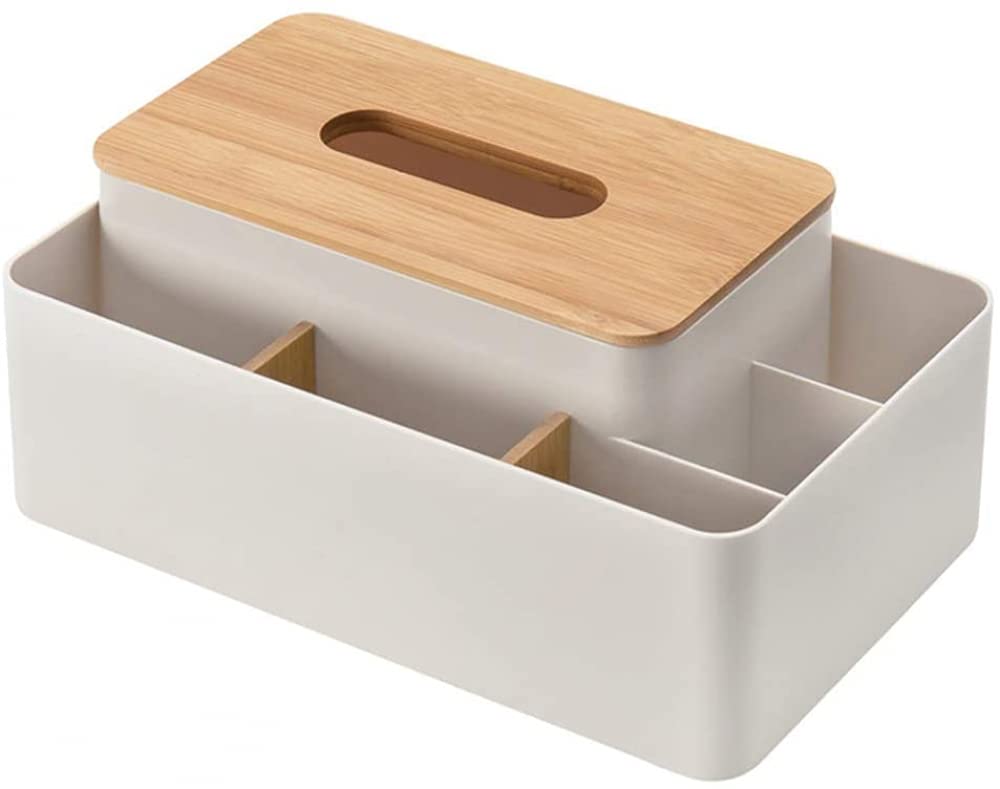 Cnfhfry Apricot Tissues Box， Wooden Tissue Box And Paper Napkin Storage Cover Remote Control Holder Case Sundries Container(Apricot)
