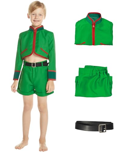 Disfraz completo de cosplay infantil verde con cinturón miniatura 1