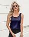 Zeagoo Silk Satin Tank Tops for Women Scoop Neck Sleeveless Camisole Tops 2026 Summer Basic Blouses Navy Blue