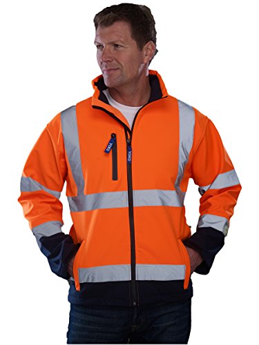 Yoko Men's Yk040/Hvk09 Hi Vis Softshell Jacket - Orange/Navy, Small