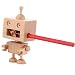 Produktbild QUALY Bleistiftanspitzer Spitzer Roboter aus Holz, lustiges Büro Gadget oder Schultütenfüllung, 9x5x3 cm Kinder Schreibwaren Schule Bürobedarf