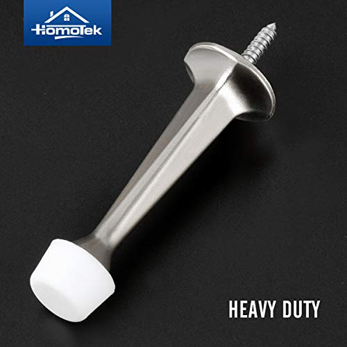 Homotek 12 Pack Heavy Duty Solid Rigid Door Stop With Soft Rubber Tip, Zinc Die Cast Door Stopper Protect Wall & Door, Satin Nickel #TOP2
