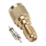 HVAC Charging Vacuum Adapter R410A 1/4 Male Flare to 5/16 SAE Female with Valve Core for Mini Split Systems