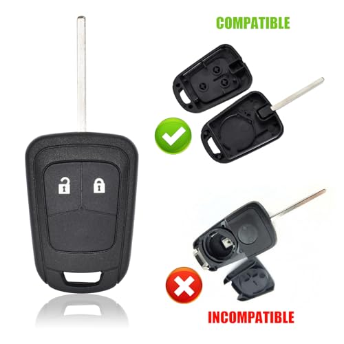 2 Buttons Car Key Fob Shell Case Remote Control Replacements Compatible with Opel Vauxhall Buick Astra Insignia Meriva Zafira, Foldable Car Key Cover Case (B) - Image 4