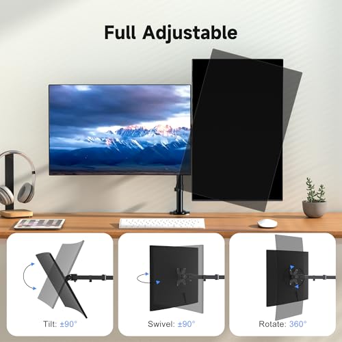 Pholiten Dual Monitor Stand, Heavy Duty Adjustable Monitor Arm Desk Mount for 2 Screens up to 32 Inches, Tilt, Swivel, Rotate, Supports 22 lbs Per Monitor Arm by Pholiten - Image 4