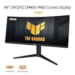 ASUS TUF Gaming VG34VQEL1A - 34 Zoll UWQHD Curved Monitor - 100 Hz, 1ms MPRT, FreeSync, HDR 10 - VA Panel, 21:9, 3440x1440, DisplayPort, HDMI, USB, ergonomisch, Schwarz – Bild 2