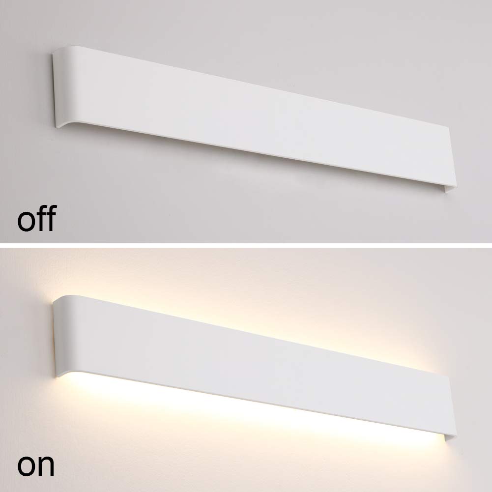 Klighten Wandlampe LED 20W, 60CM Wandleuchte Modern Innen, 3000K Warmweiß Wandbeleuchtung für Bad Wohnzimmer Treppenhaus Schlafzimmer, Weiß