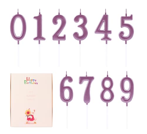 EAKE 10-Pieces Number Candles 0-9 Birthday Candles for Cake, Rose Gold Number Birthday Candles Bulk 0 1 2 3 4 5 6 7 8 9 for Happy Birthday Wedding Anniversary Party Cake Decoration Supplies (10-Count)