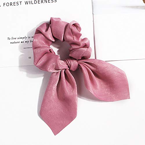 Dinprey DIN-38 Solid Colors Hair Scrunchies Cute Bunny Ears Hair Ties Ponytail Holders thumb #5
