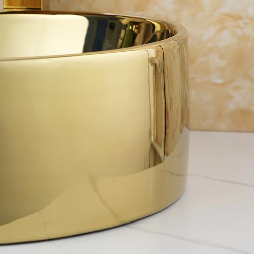 Ouboni O-45178255K Bathroom Vessel Sink,Gold Ceramic Vessel Sink thumb #5