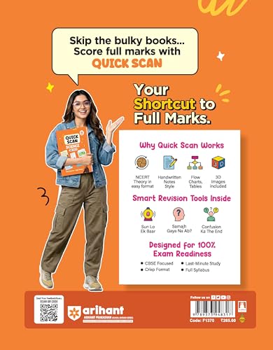 Image of Arihant Quick Scan Science | CBSE Class 10 | Fast Revision Notes for High Scores | NCERT Theory, Handwritten Notes, Flow Charts & Tables, 3D Images | Based on CBSE Syllabus