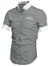 Allegra K Men Short Sleeve Button Down Slim Fit Leisure Shirt Light Gray L