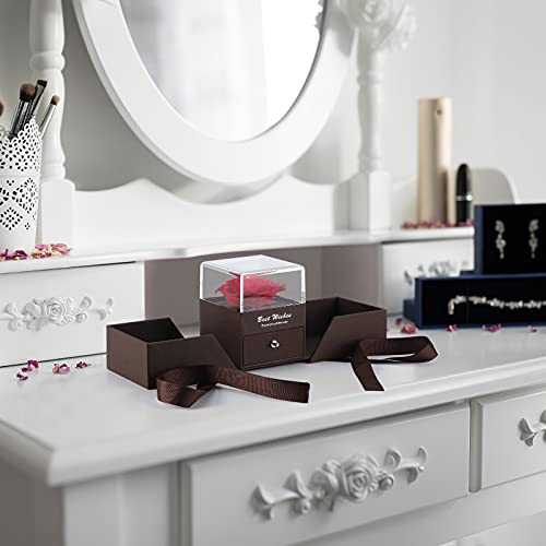 Roses Gift Preserved Real Rose With Jewelery Box, Artificial Flowers Decor For Decoration Romantic Gifts For Women In Her Wife Girlfriend Birthday Anniversary Valentines Day Mothers Day Christmas(Red) #TOP7