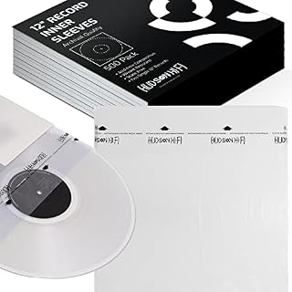 Hudson Hi-Fi Anti-Static Vinyl Record Inner Sleeves – Protective Vinyl Record Inner Sleeve 500 Pack – Protect Your LP Albums from Scratches, Dust & Dirt – Acid-Free Rice Paper Interior Disc Covers - Les Beatles, Paul McCartney, John Lennon, RIngo Starr, George Harrison
