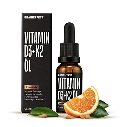 BRAINEFFECT Hochwertige Vitamin D3 K2 Tropfen + Well-Being Coach - Decken 500% des Tagesbedarf, D3 Vitamin als 17 Monatsvorrat, Hochdosiertes Vitamin D3 Tropfen