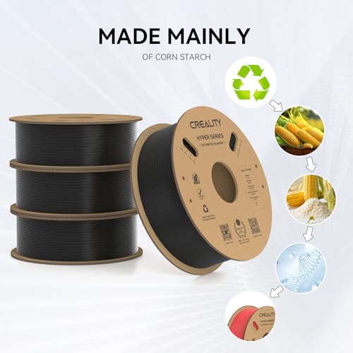 Image of Creality Hyper PLA Filament 1.75mm, 30-600mm /s High Speed 3D Printer Filament, Dimensional Accuracy + /-0.02mm, Fit Most FDM 3D Printers, 4 Pack 1kg Spool(2.2lbs), Black