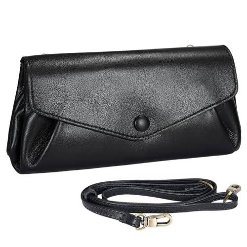 Itslife Leather Wristlet Wallet Clutch Ladies Smartphone Cross Body Wallet with Shoulder strap/Wrist Strap (Black)