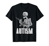 autismo scheletro meme divertente autismo consapevolezza mese uomini donne maglietta
