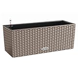 Lechuza Balconera Cottage 50-All-in-One Pflanzgefäß für Innen- und Außenbereich, sandbraun (Wicker-Finish), 15446