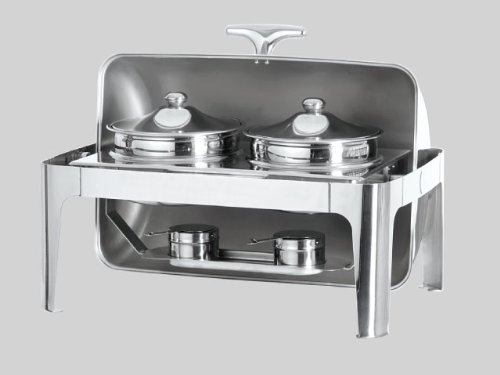 Stainless Steel Double Soup Station Roll Top Buffet Chafing Dish with 2 Soup