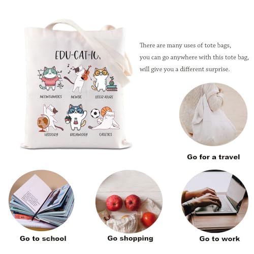 Bolsa tote educativa para profesor amante de gatos miniatura 5