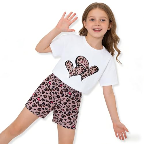 Image of Axumity Kid Toddler Girl Clothes Summer Ruffle Sleeve Figure Graphic Shirt + Shorts Summer Outfits Set
