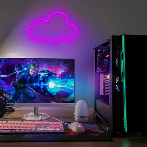 Image of Cloud Neon Sign Cute Purple Clouds LED Light Sign for Wall,13 * 7.9in Dimmable USB Floating Clouds Light Up Sign for Living Room Kid Bedroom Nursery Birthday Christmas Wedding Party decor