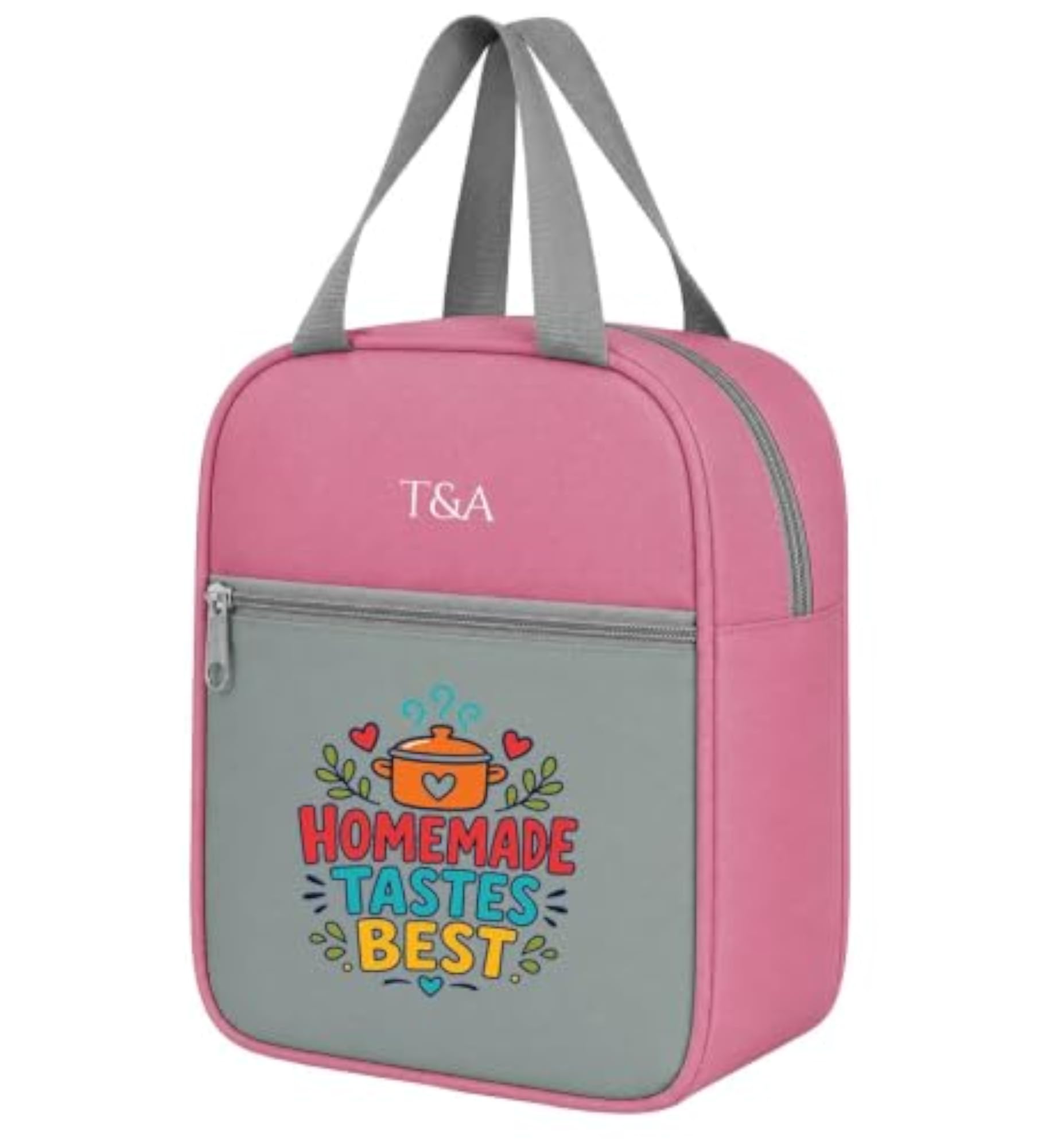 Portable Reusable Lunch Bag with Front Pocket and Zipper