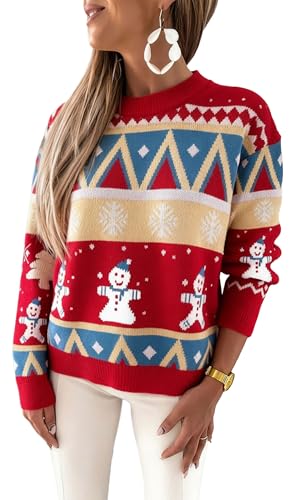YUTILA Damen Weihnachtspullover Christmas Pullover Warm Strickpullover Winter Pullis