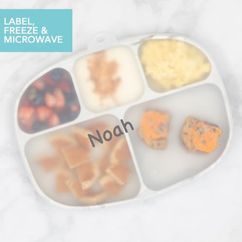 image for Bumkins Toddler and Baby Suction Plate, Silicone Divided Grip Dish and