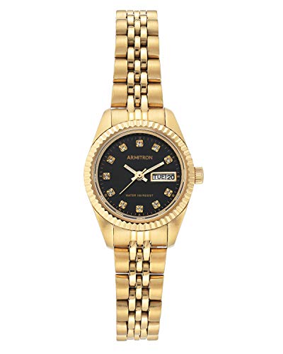Armitron Women's Japanese Quartz Dress Watch with Stainless Steel Strap, Gold, 10 (Model: 75/2475BKGP)