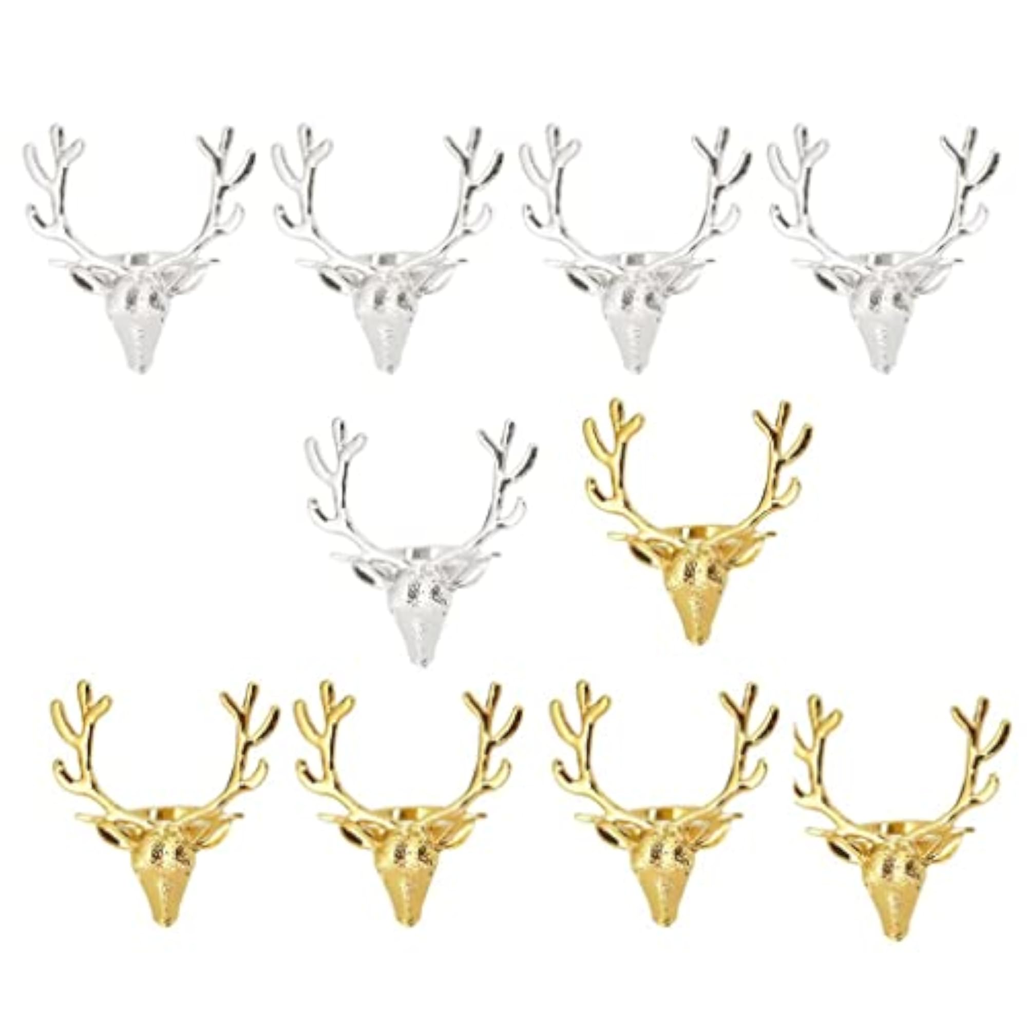 10 Christmas Reindeer Design Napkin Rings for Holiday