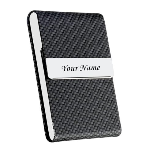 Image of Mini2buy Customized Name Engraved Card Holder for Credit, Debit, ATM, and Business Visiting Cards from Premium Stainless Steel Size Ideal for Personal use or Corporate Gifting (Black S D)