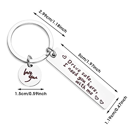 Personalisierter Schlüsselanhänger aus Edelstahl - Safe Driving I Need You By My Side Key Chain für Herren, Damen, Familie, Ehemann, Ehefrau, Freund - Motorrad Geschenk
