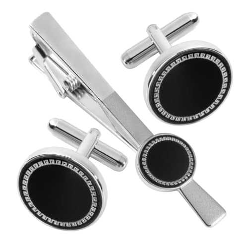 Image of GWD Cufflinks and Tie Clip Set Personalized Cuff Links Business Wedding