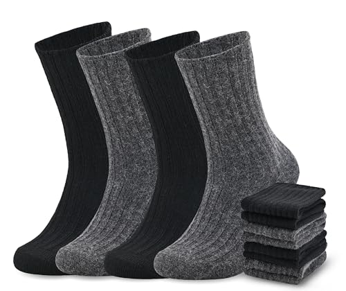 Panda Bros Wool Hiking Socks for Men & Women, Warm Winter Thick Thermal Crew Socks, Cozy Soft Boot Work Socks, 4 Pack