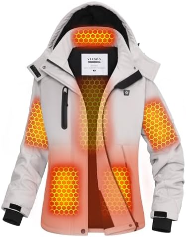 VERGOO Graphene Heated Waterproof Jackets for Women with Hood Inc...