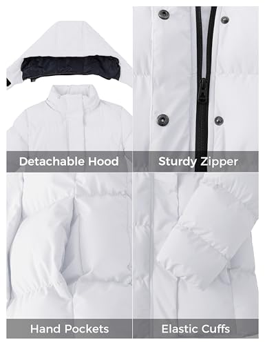 Image of ZSHOW Girls' Lightweight Puffer Jacket Warm Hooded Quilted Outerwear Jacket | Detachable Hood, 5000mm Waterproof, Elastic Cuffs, Lightweight and Breathable, 2 Pockets, Daily Wear, Winter Activities