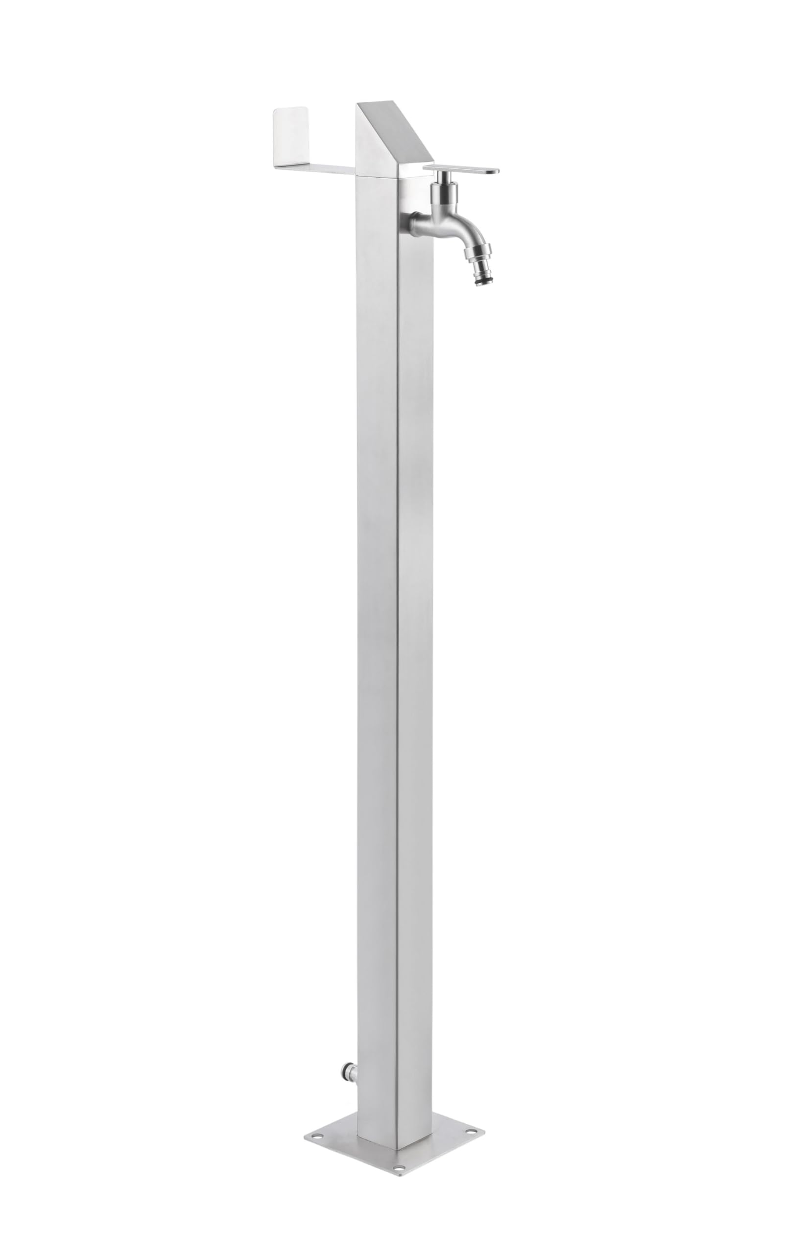 Wassersäule 93 cm Edelstahl 304, 2 Hahnanschlüsse ½, winterfest, Zapfsäule Garten
