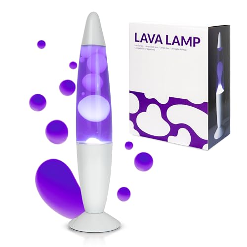 GIFTMARKET - Lámpara de lava morada. Lámpara de mesita de noche con 2 bombillas incluidas. Regalo adolescentes divertido. Lámpara retro de 34 x 8,5 cm.