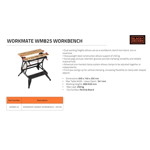BLACK+DECKER Workmate 825 Établi Deluxe à Double Hauteur, WM825-XJ - 5
