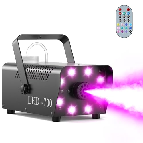 700W Compact Fog Machine with 8 RGB LEDs - Auto-Cycle Smoke & Lighting Effects,...
