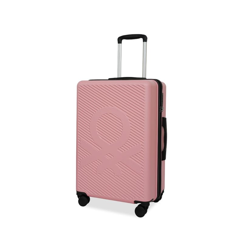 Image of United Colors of Benetton Large Hard Luggage Glide - Rose Pink | PC Check-in Trolley Bag | TSA Lock & 360 Spinner Wheels Suitcase | Telescopic Handle | Water Resistance | 75cm | 114L Capacity