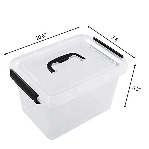 Annkkyus 6-Pack Plastic Storage Box Bin With Lid, Clear Lidded Boxes, 5 Liter #TOP1