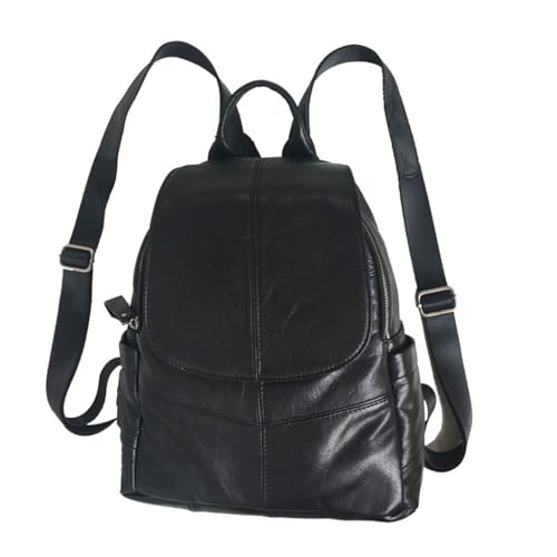 Sac pour femmes cuir de vachette noir avec poches zippées internes