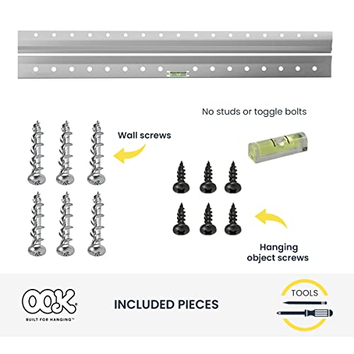 Image of OOK 533212 and 533208 French Cleat Mirror, Picture and Canvas Hangers with Hardware, Aluminum (13 Piece and 5 Piece)